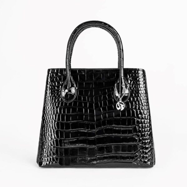 Bolso de Mano Negro con Patrón de Cocodrilo LACKE, Luison