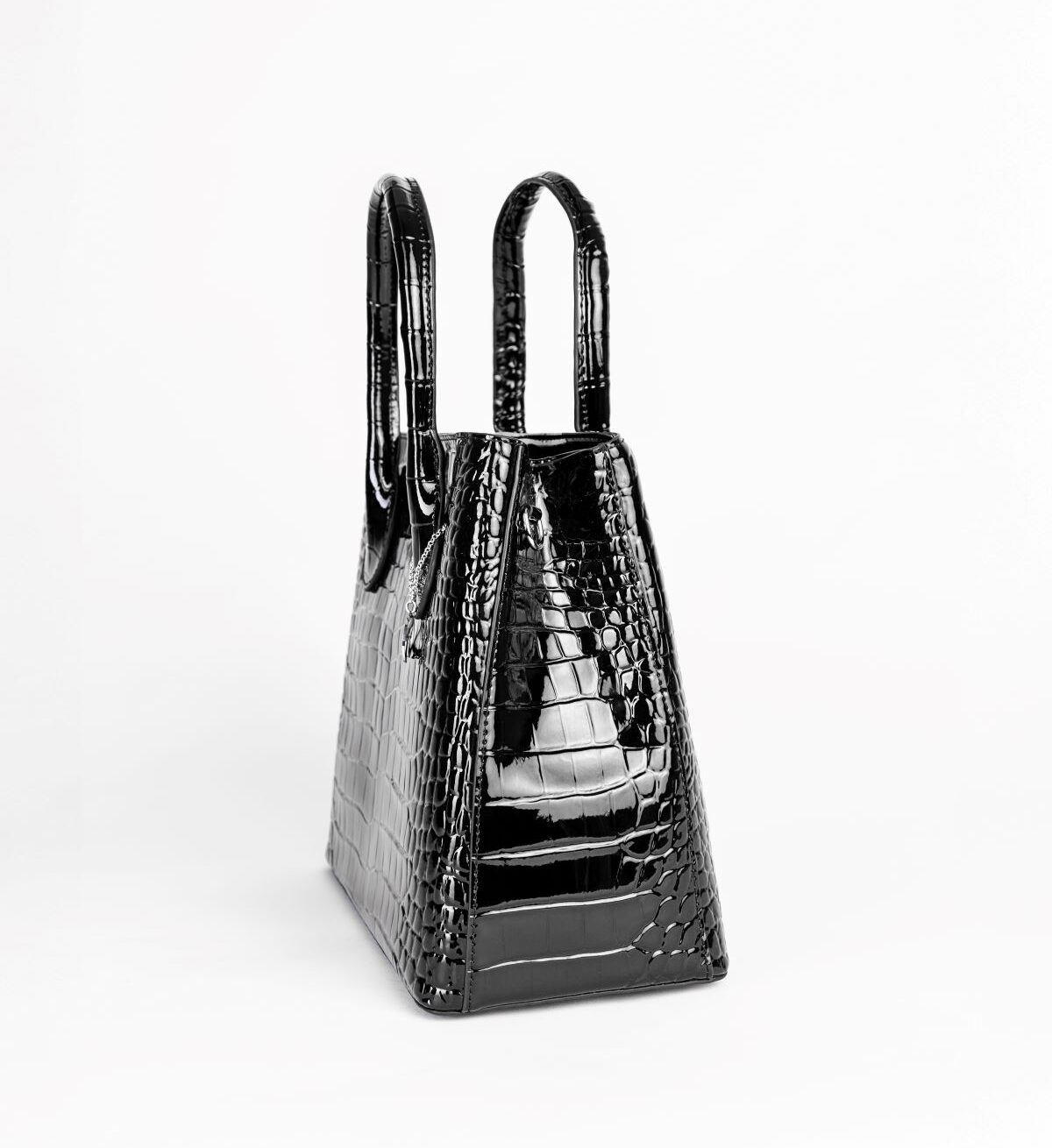 Bolso de Mano Negro con Patrón de Cocodrilo LACKE, Luison