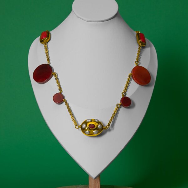 Collar Artesanal de Jade Persa Rojo y Oro 18k | LUISON