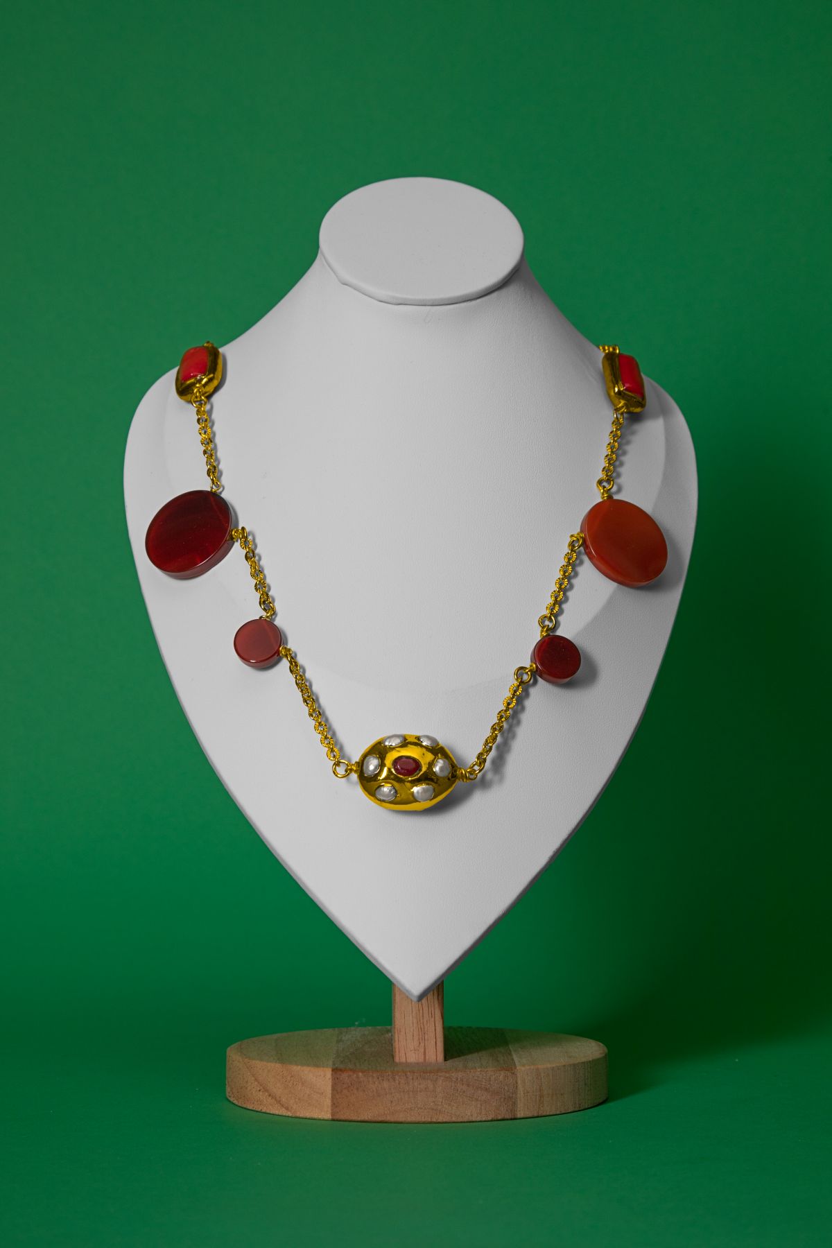 Collar Artesanal de Jade Persa Rojo y Oro 18k | LUISON