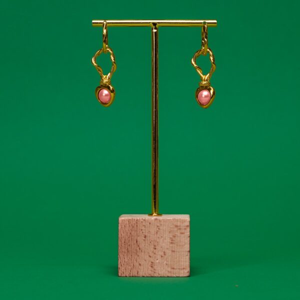 Pendientes Artesanales de Corazón con Perla Rosa Australiana | Oro 18K | LUISON